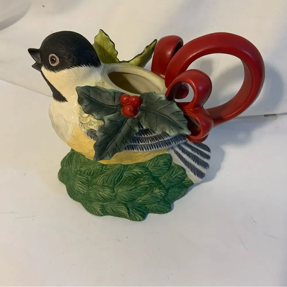 Lenox Chickadee Creamer Figurine For the Holidays Christmas Bird Winter Greeting